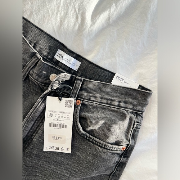 Zara high waist straight fit grey jeans - Picture 8 of 9